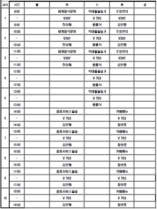 강의시간표 정보가 존재하지 않습니다